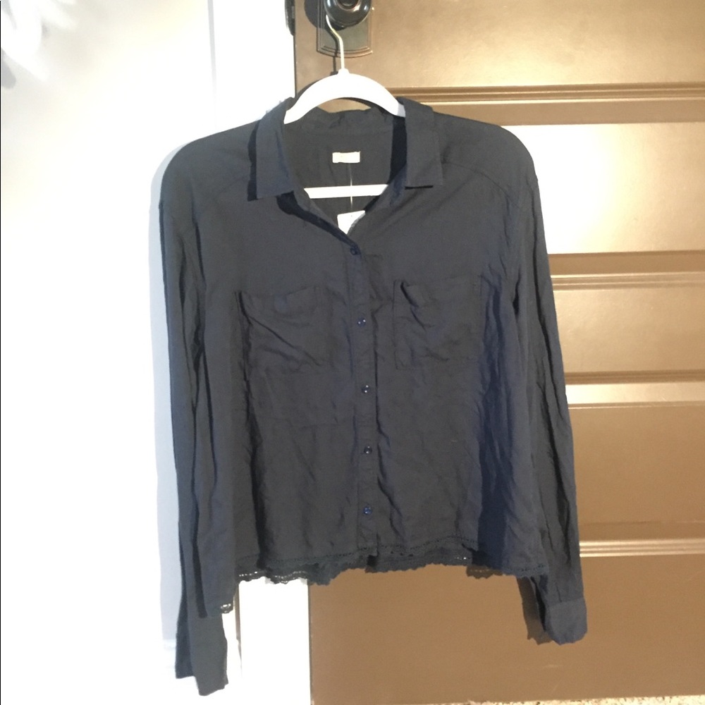 Navy blue hollister long sleeve shirt